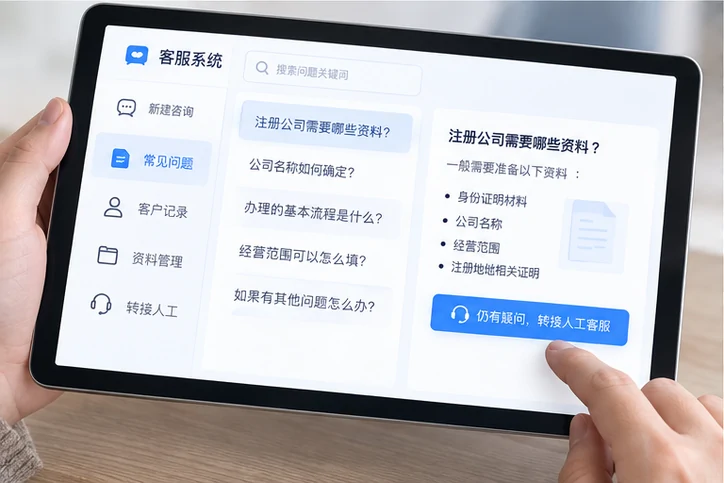 在线客服接待与咨询整理的服务场景示意