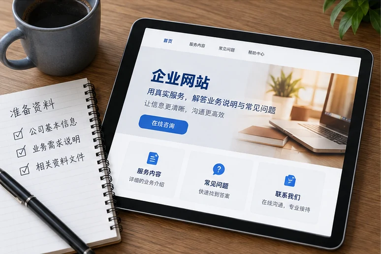 企业网站展示业务与服务信息的场景示意