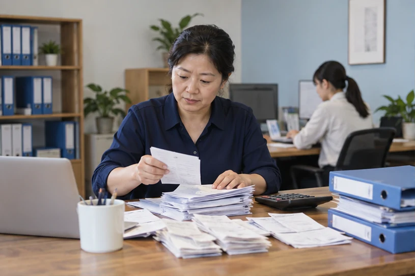 整理企业票据与日常账务资料的服务场景示意