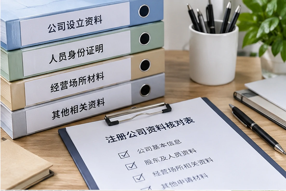 核对注册公司资料与办理事项的服务场景示意