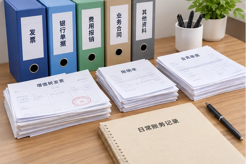 整理企业票据与日常账务资料的服务场景示意
