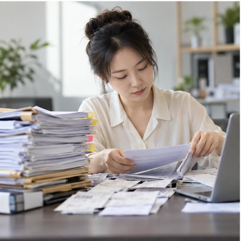 整理企业票据与日常账务资料的服务场景示意