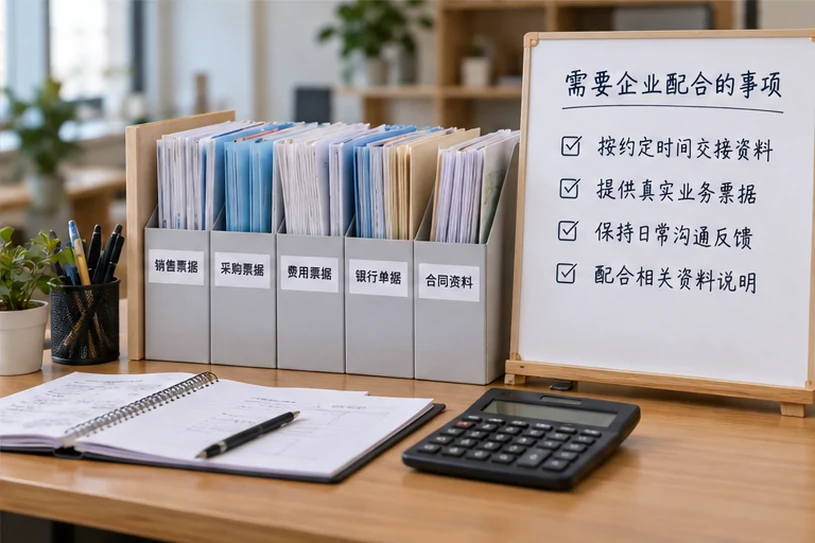 整理企业票据与日常账务资料的服务场景示意