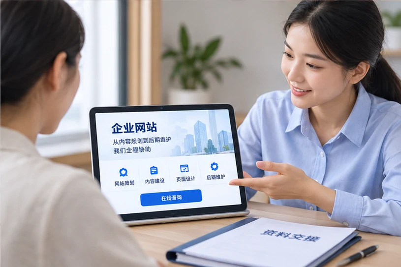 企业网站展示业务与服务信息的场景示意