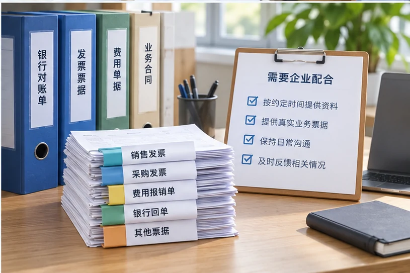 整理企业票据与日常账务资料的服务场景示意
