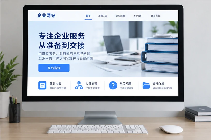 企业网站展示业务与服务信息的场景示意