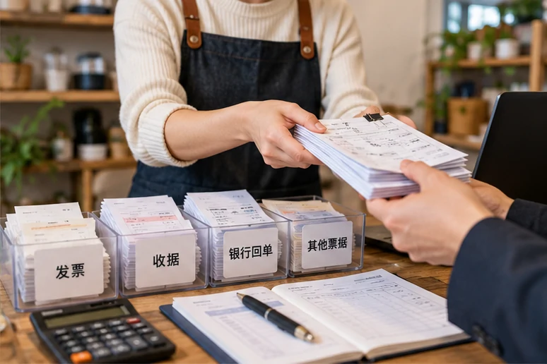 整理企业票据与日常账务资料的服务场景示意