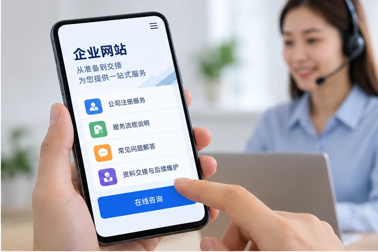 企业网站展示业务与服务信息的场景示意