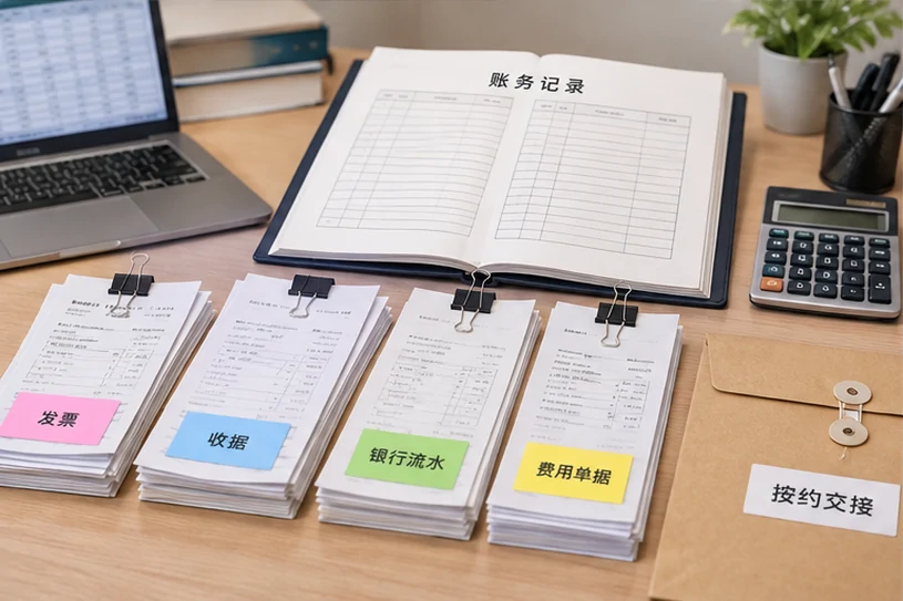 整理企业票据与日常账务资料的服务场景示意