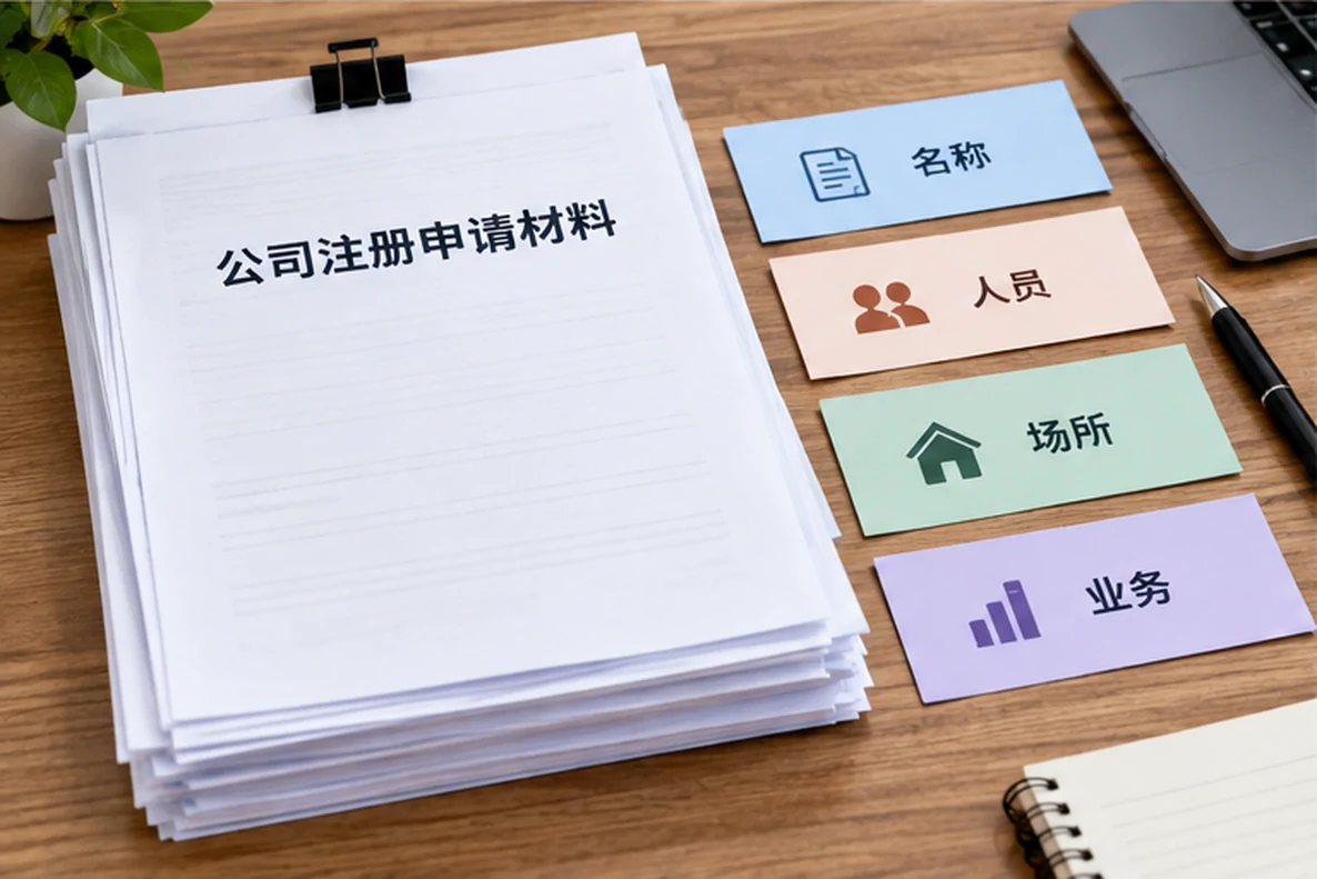 核对注册公司资料与办理事项的服务场景示意