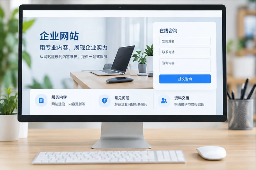 企业网站展示业务与服务信息的场景示意
