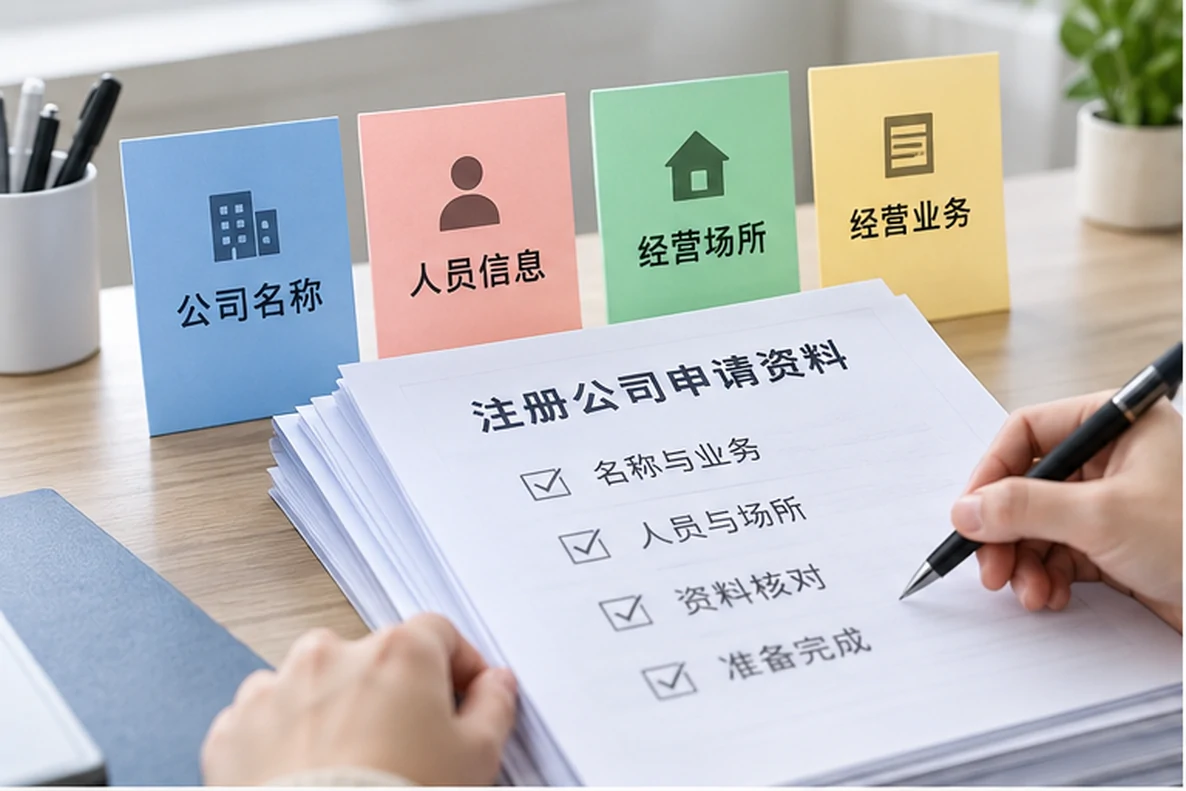 核对注册公司资料与办理事项的服务场景示意