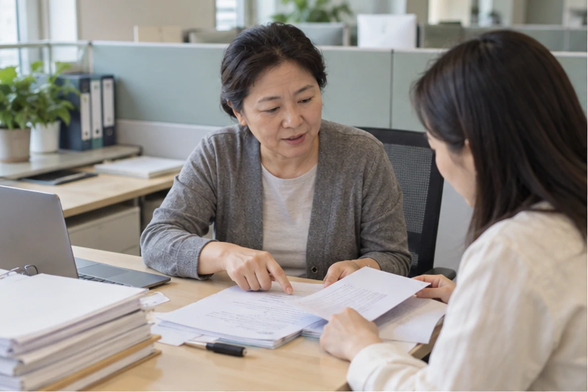 核对注册公司资料与办理事项的服务场景示意