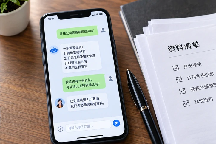 在线客服接待与咨询整理的服务场景示意