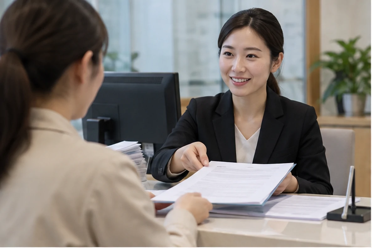 核对注册公司资料与办理事项的服务场景示意
