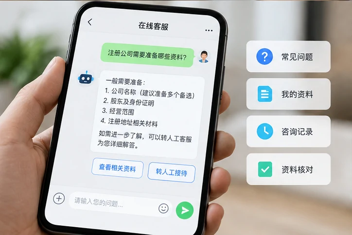 在线客服接待与咨询整理的服务场景示意