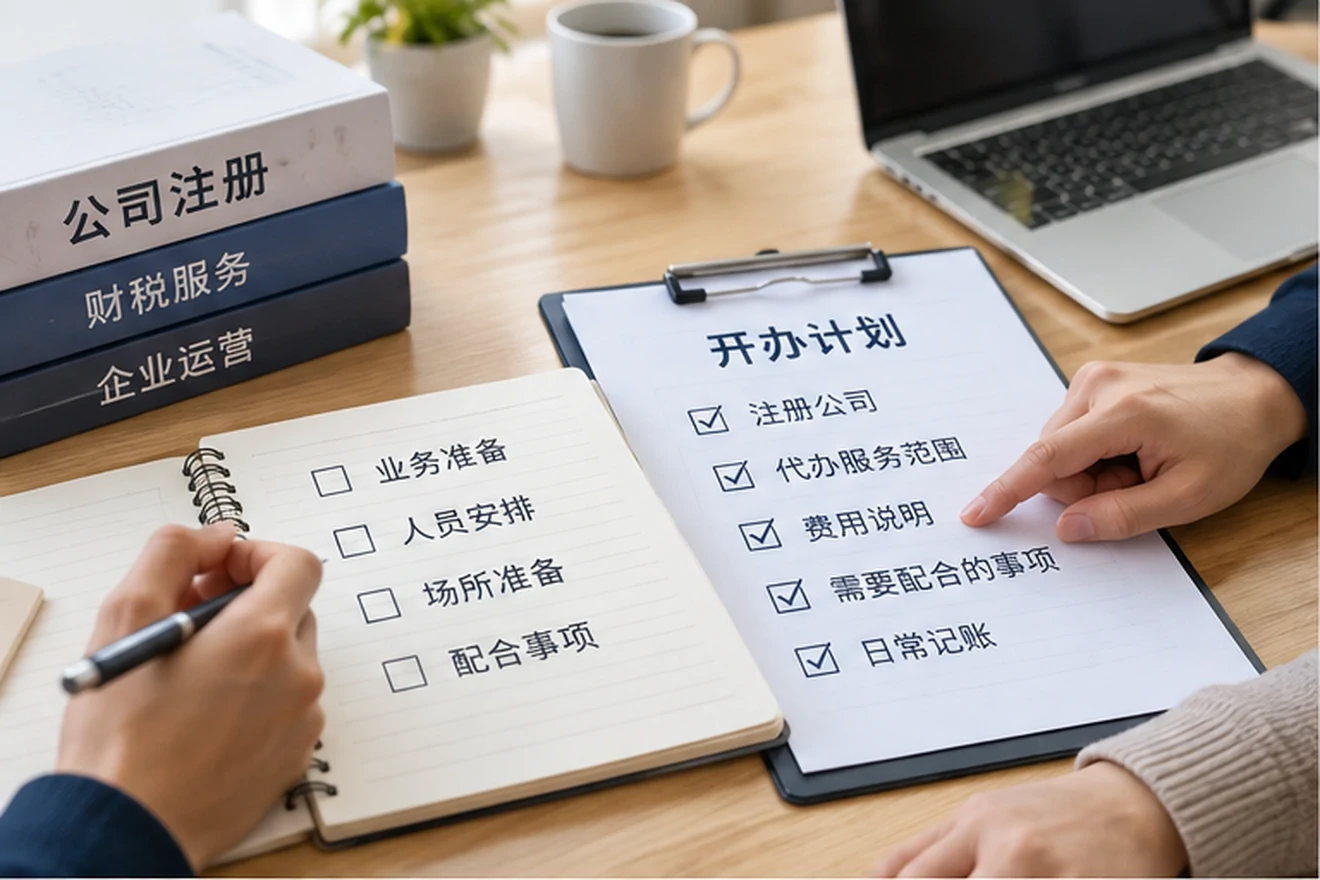 创业者一起整理开办计划的服务场景示意