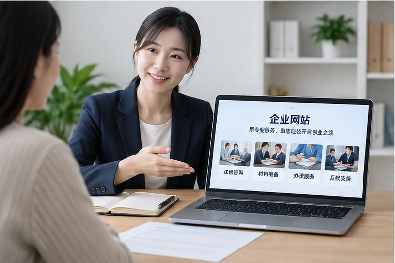 企业网站展示业务与服务信息的场景示意