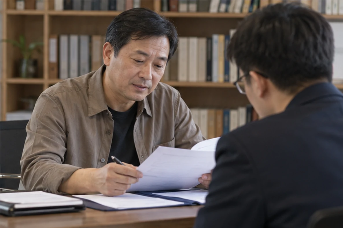 核对注册公司资料与办理事项的服务场景示意