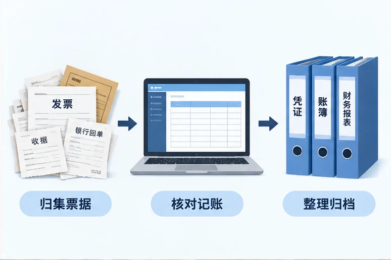 整理企业票据与日常账务资料的服务场景示意