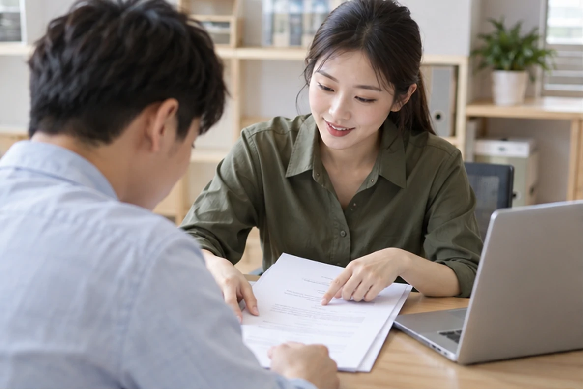 核对注册公司资料与办理事项的服务场景示意