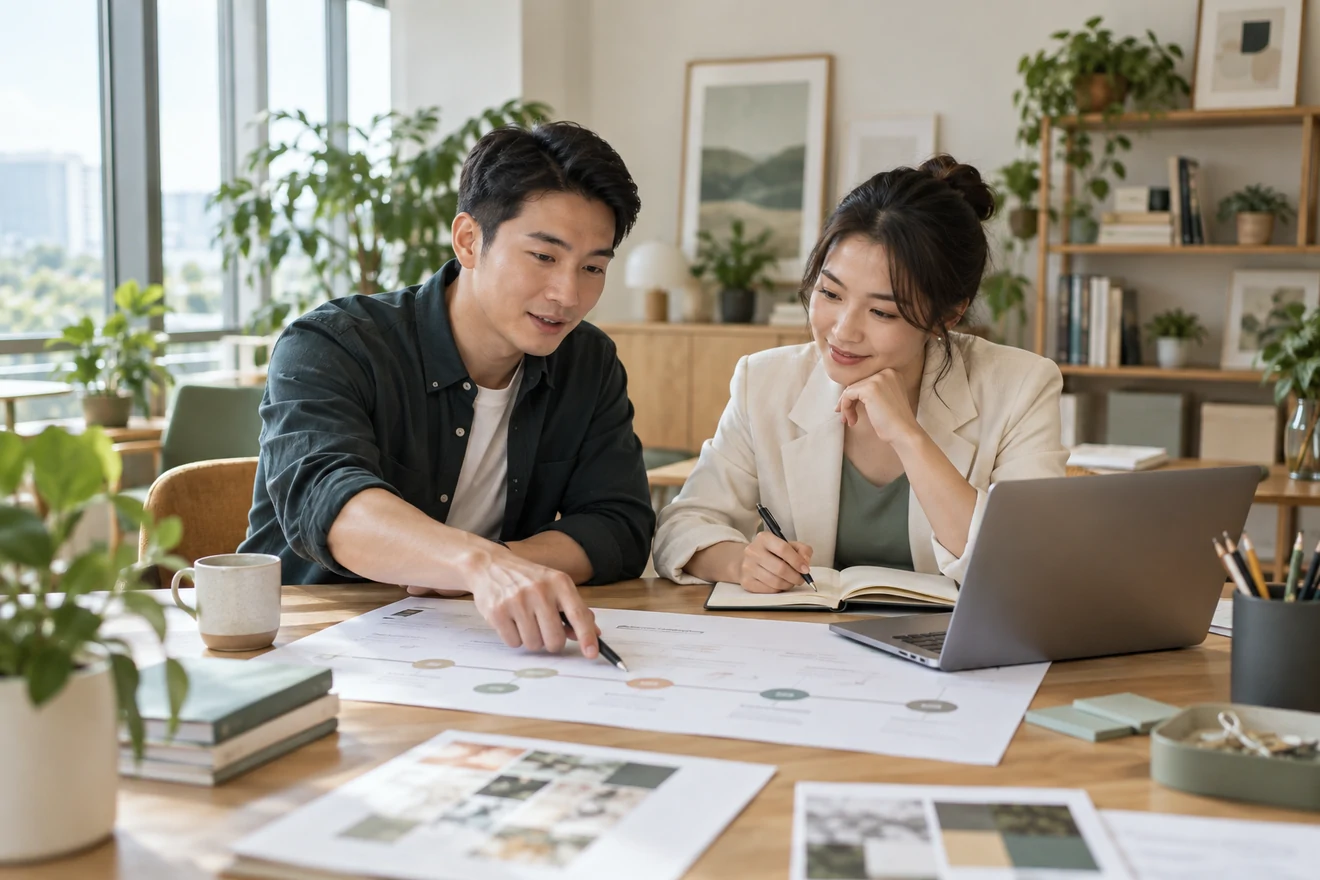 创业者一起整理开办计划的服务场景示意