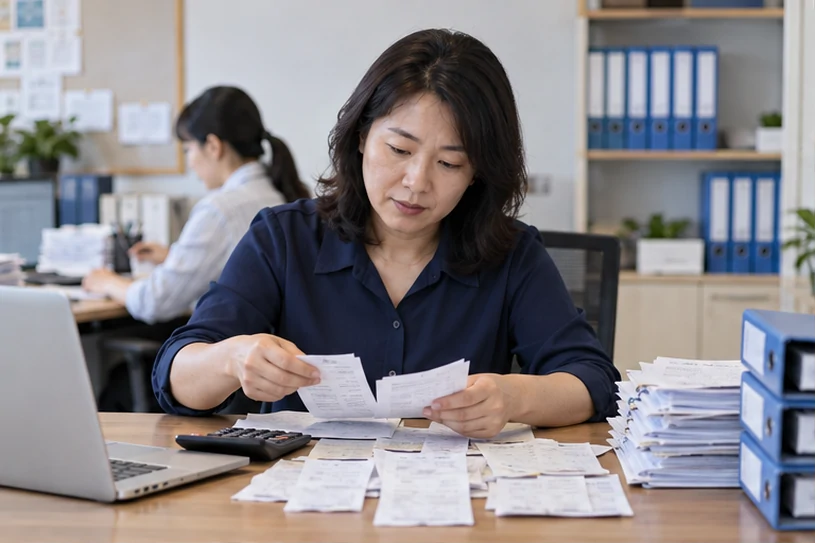 整理企业票据与日常账务资料的服务场景示意