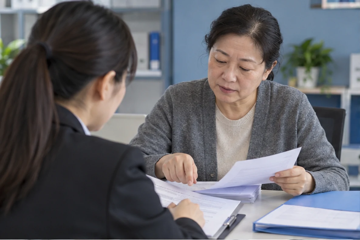 核对注册公司资料与办理事项的服务场景示意