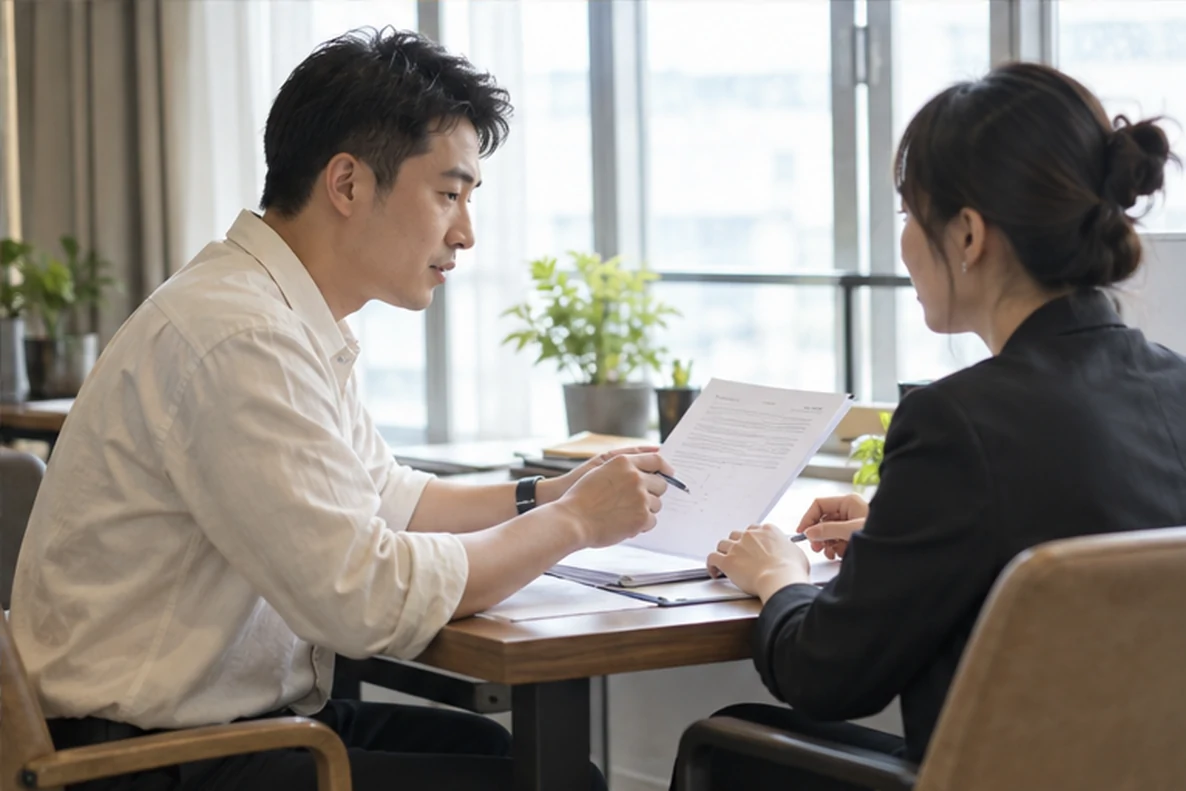 核对注册公司资料与办理事项的服务场景示意
