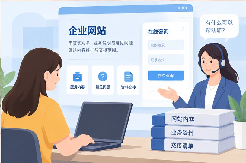 企业网站展示业务与服务信息的场景示意