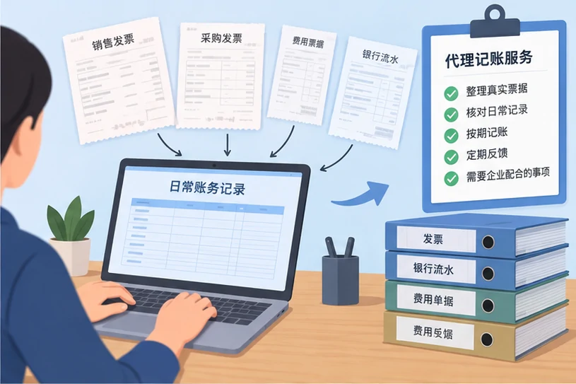整理企业票据与日常账务资料的服务场景示意