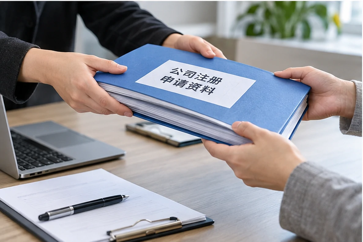 核对注册公司资料与办理事项的服务场景示意