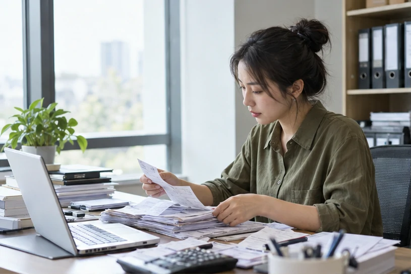 整理企业票据与日常账务资料的服务场景示意