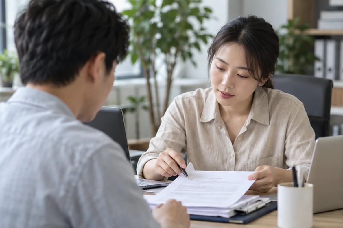 核对注册公司资料与办理事项的服务场景示意