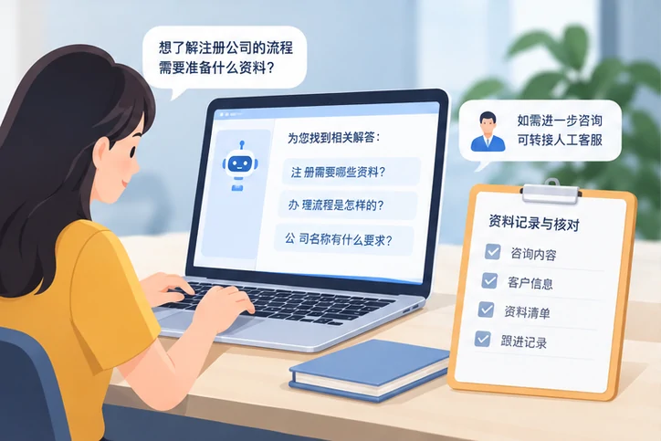在线客服接待与咨询整理的服务场景示意