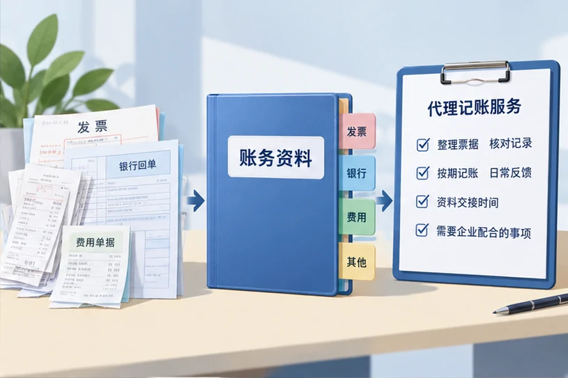 整理企业票据与日常账务资料的服务场景示意