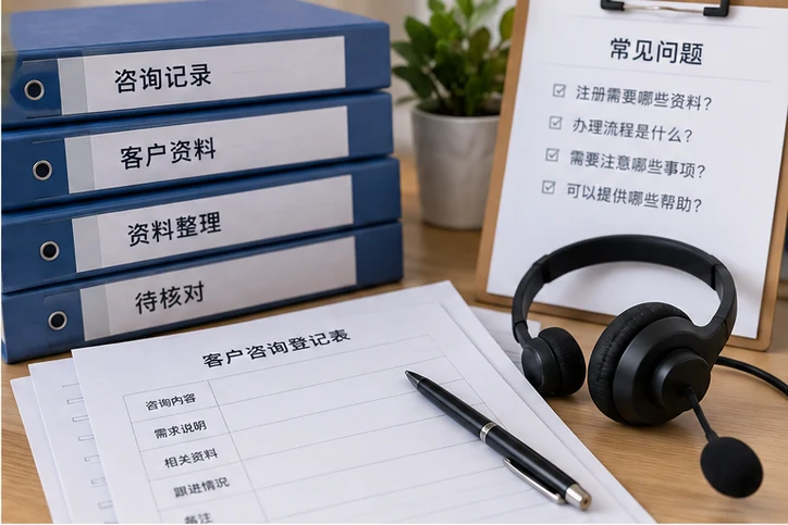 在线客服接待与咨询整理的服务场景示意