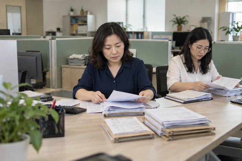 整理企业票据与日常账务资料的服务场景示意
