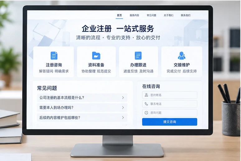 企业网站展示业务与服务信息的场景示意