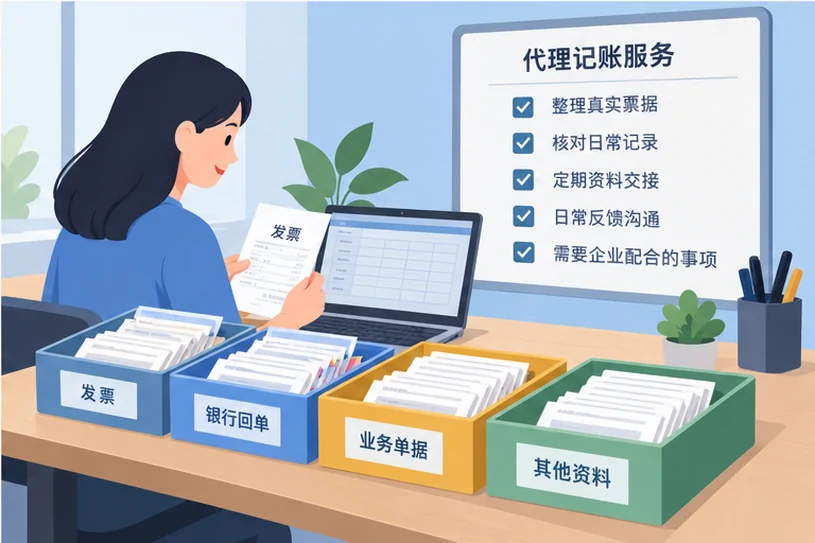 整理企业票据与日常账务资料的服务场景示意