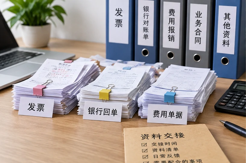 整理企业票据与日常账务资料的服务场景示意