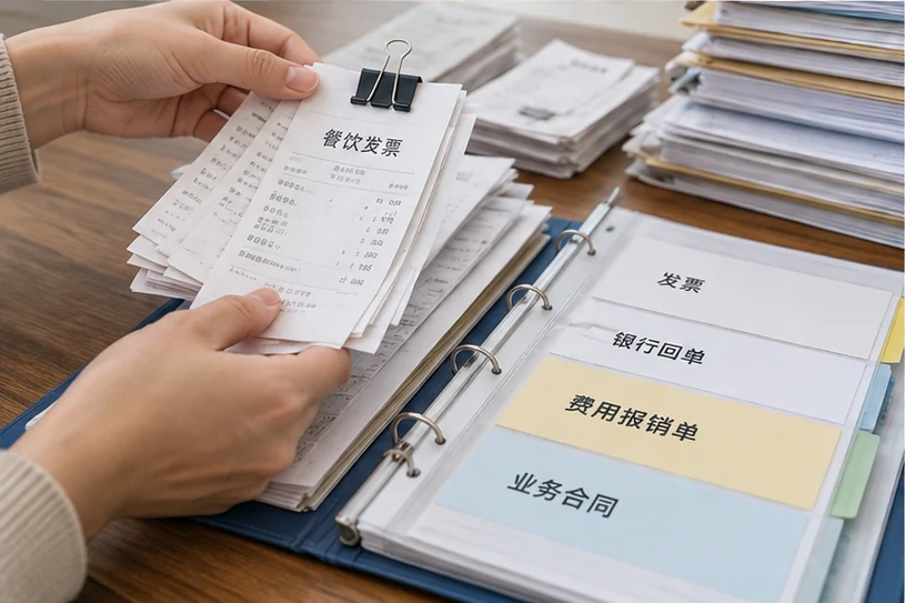 整理企业票据与日常账务资料的服务场景示意