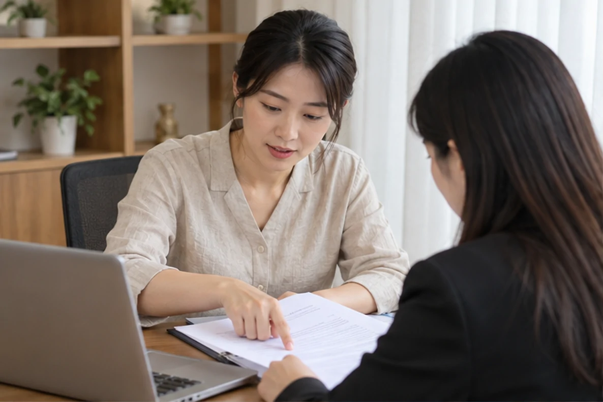 核对注册公司资料与办理事项的服务场景示意