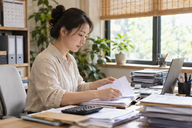 整理企业票据与日常账务资料的服务场景示意