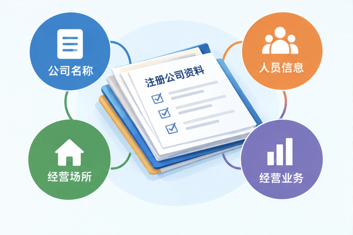 核对注册公司资料与办理事项的服务场景示意