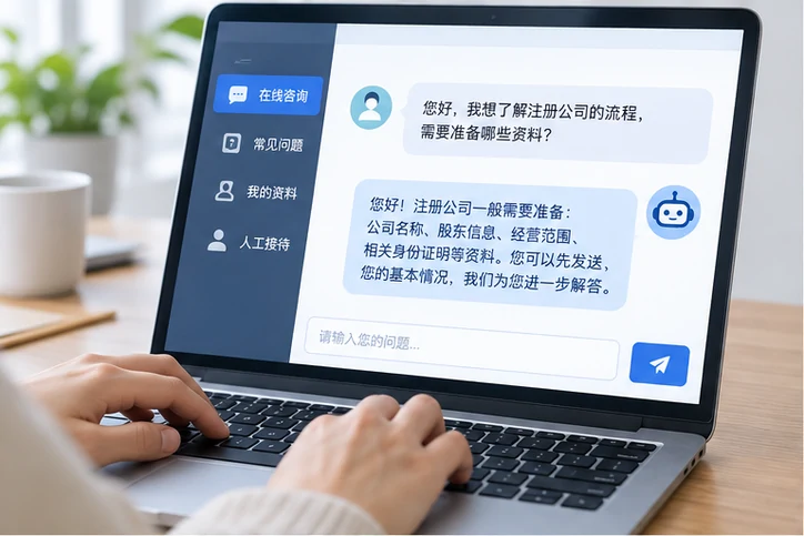 在线客服接待与咨询整理的服务场景示意