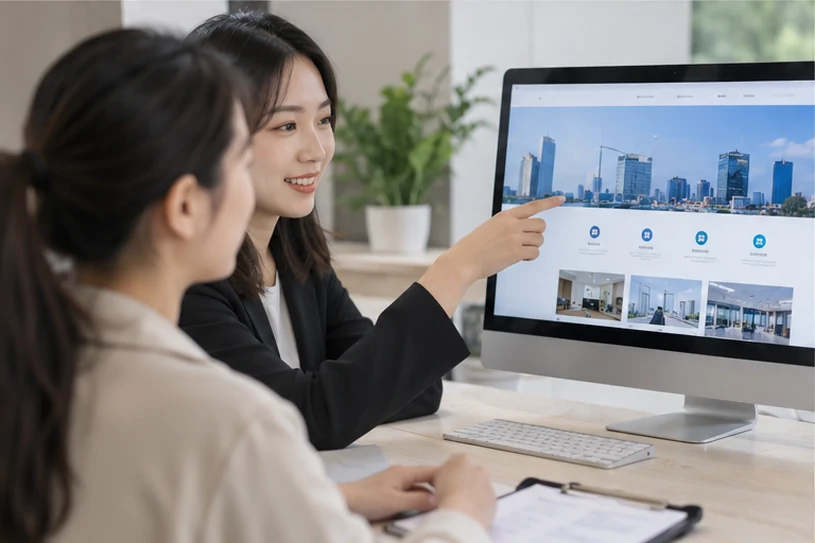 企业网站展示业务与服务信息的场景示意