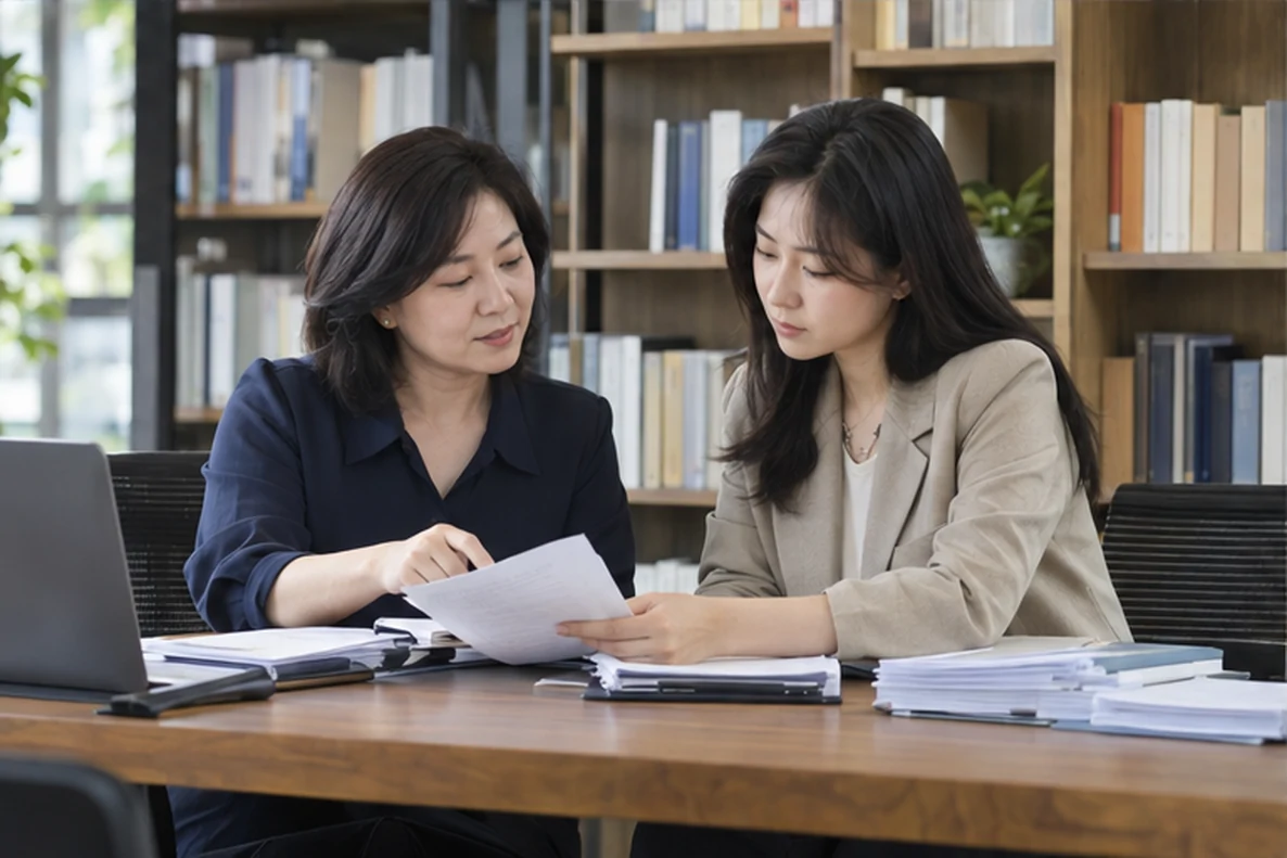 核对注册公司资料与办理事项的服务场景示意