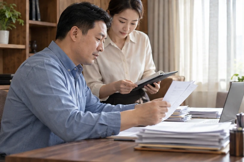 整理企业票据与日常账务资料的服务场景示意
