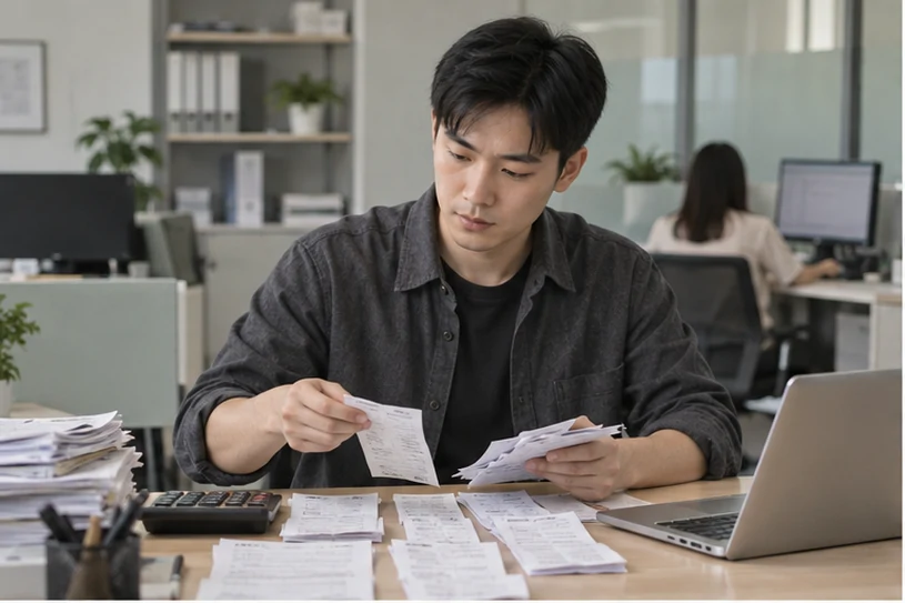 整理企业票据与日常账务资料的服务场景示意